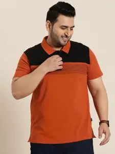 Sztori Plus Size Colourblocked Polo Collar T-shirt