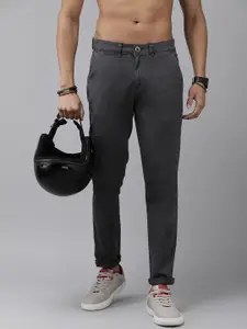 The Roadster Lifestyle Co. Men Textured Slim Fit Low-Rise Trousers