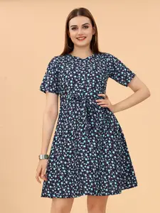 KETAKI FASHION Floral Printed Round Neck  Fit & Flare Dress