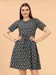 KETAKI FASHION Ethnic Motifs Printed Fit & Flare DressDress