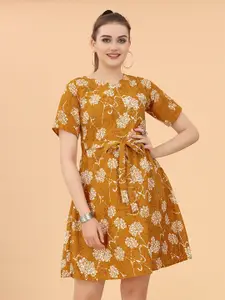 KETAKI FASHION Floral Printed Round Neck Fit & Flare Dress