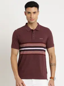 Indian Terrain Men Striped Polo Collar Slim Fit T-shirt