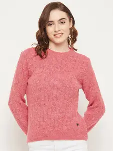 Duke Women Orange Solid Acrylic Pullover