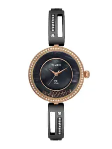Timex Women Brass Embellished Dial & Bracelet Style Straps Analogue Watch