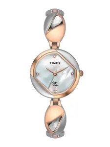 Timex Women Brass Embellished Dial & Bracelet Style Straps Analogue Watch