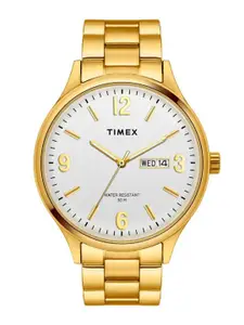 Timex Men Brass Dial & Stainless Steel Bracelet Style Straps Analogue Watch