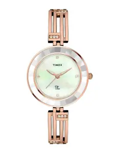 Timex Women Brass MOP Dial & Gold Toned Bracelet Style Straps Analogue Watch TWEL16200