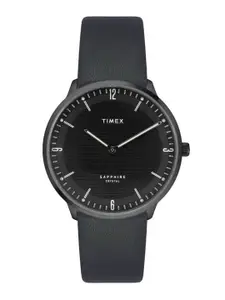 Timex Men Black Dial & Black Leather Straps Analogue Watch TWEG22102