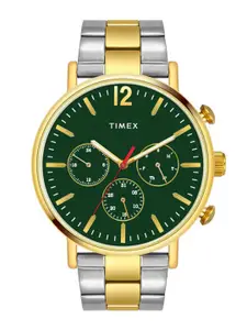 Timex Men Brass Dial & Stainless Steel Bracelet Style Straps Analogue Watch TWEG20008