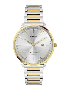 Timex Men Printed Dial & Gold Toned Stainless Steel Straps Analogue Watch TWEG21904
