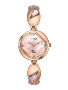 Timex Women Brass Dial & Bracelet Style Straps Analogue Watch TWEL16302
