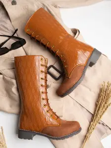 Shoetopia Women Textured Mid-Top Regular Boots