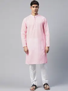 Readiprint Fashions Men Floral Embroidered Chikankari Pure Cotton Kurta with Pyjamas