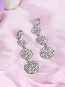 Kazo Contemporary Circular Diamonds Studded Drop Earrings