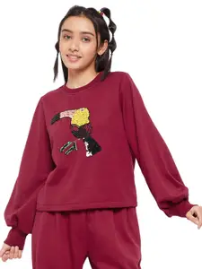Antheaa Girls Embellished Fleece Sweatshirt
