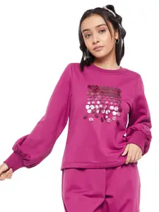 Antheaa Girls Embellished Fleece Sweatshirt