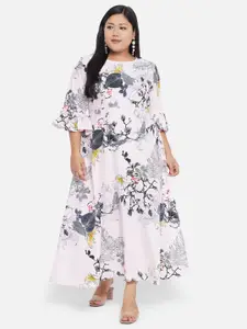 Indietoga Women Plus Size Floral Printed Fit & Flare Maxi Dress