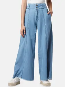 YU by Pantaloons Women Wide Leg Light Fade Cotton Jeans