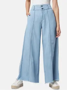 YU by Pantaloons Women Blue Wide Leg Cotton Jeans