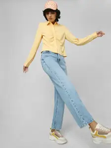 ONLY Women Wide Leg Heavy Fade Cotton Jeans