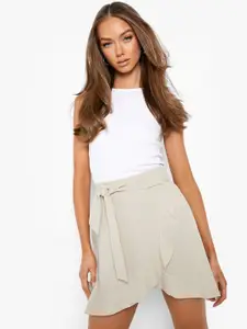 Boohoo Belted Mini Wrap Skirt