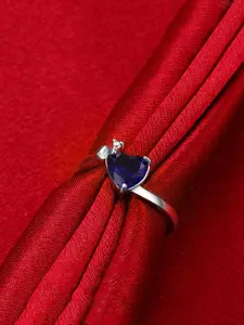 Yellow Chimes Women Silver-Plated Crystal Studded Finger Ring