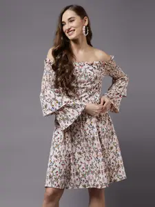 Miss Chase Floral Off-Shoulder Crepe Dress