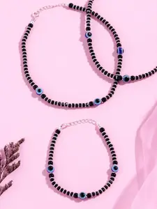 Zavya Set of 2 92.5 Sterling Silver Rhodium-Plated Bracelet and Anklet Set