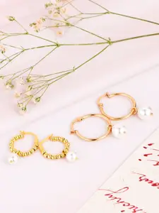 Zavya Set Of 2 Sterling Silver Rose Gold-Plated Circular Hoop Earrings