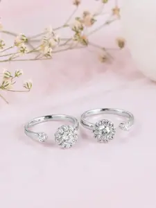 Zavya Set of 2 92.5 Sterling Silver Silver Rhodium-Plated Finger Ring