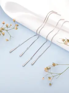 Zavya Set Of 2 Sterling Silver Rhodium-Plated Teardrop Shaped Drop Earrings