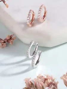 Zavya Set Of 2 Sterling Silver Rhodium-Plated Circular Hoop Earrings