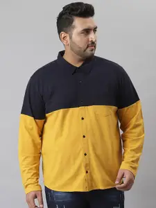 Instafab Plus Men Plus Size Cotton Classic Colourblocked Casual Shirt