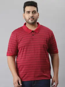 Instafab Plus Men Plus Size Striped Polo Collar Flex T-shirt