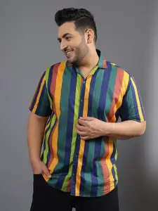 Instafab Plus Men Plus Size Classic Striped Cotton Casual Shirt