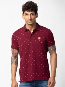 SPYKAR Men Printed Polo Collar Cotton T-shirt