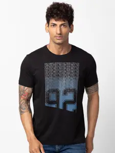 SPYKAR Men Typography Printed Slim Fit Cotton T-shirt