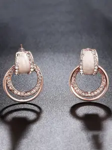 Yellow Chimes Rose Gold-Plated Contemporary Drop Earrings