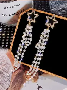 Yellow Chimes Pearl Studded Drop Earrings