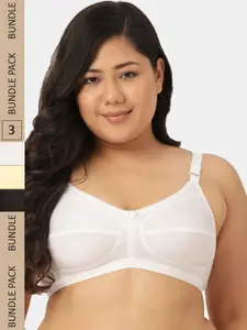 Leading Lady Pack of 3 Non-Padded Bras NEW-CONCENT-BLK-SKN-WHT-3