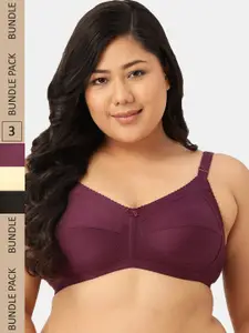 Leading Lady Pack of 3 Non-Padded Bras NEW-CONCENT-BLK-SKN-PP-3