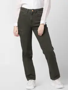 SPYKAR Women Green Straight Fit High-Rise Cotton Jeans