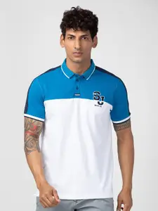 SPYKAR MenColourblocked Polo Collar Slim Fit Cotton T-shirt