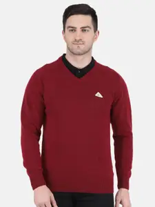 Monte Carlo Men Lambs Wool Solid V Neck Pullover