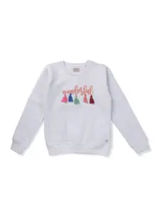 Gini and Jony Girls Typography Printed Cotton Sweatshirt