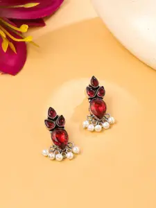 VIRAASI Silver-Plated Contemporary Drop Earrings