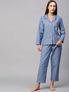 Chemistry Women Checked Pure Cotton Night suit