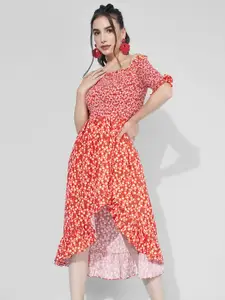 Selvia Floral Off-Shoulder Crepe Midi Dress
