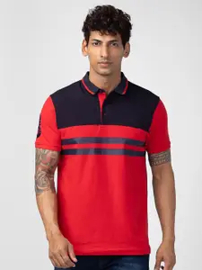 SPYKAR Men Colourblocked Polo Collar Slim Fit T-shirt