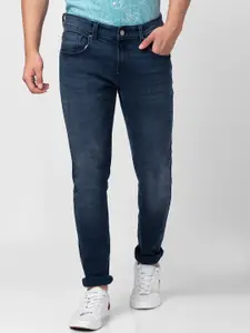 SPYKAR Men Blue & Grey Slim Fit Low-Rise Light Fade Stretchable Jeans